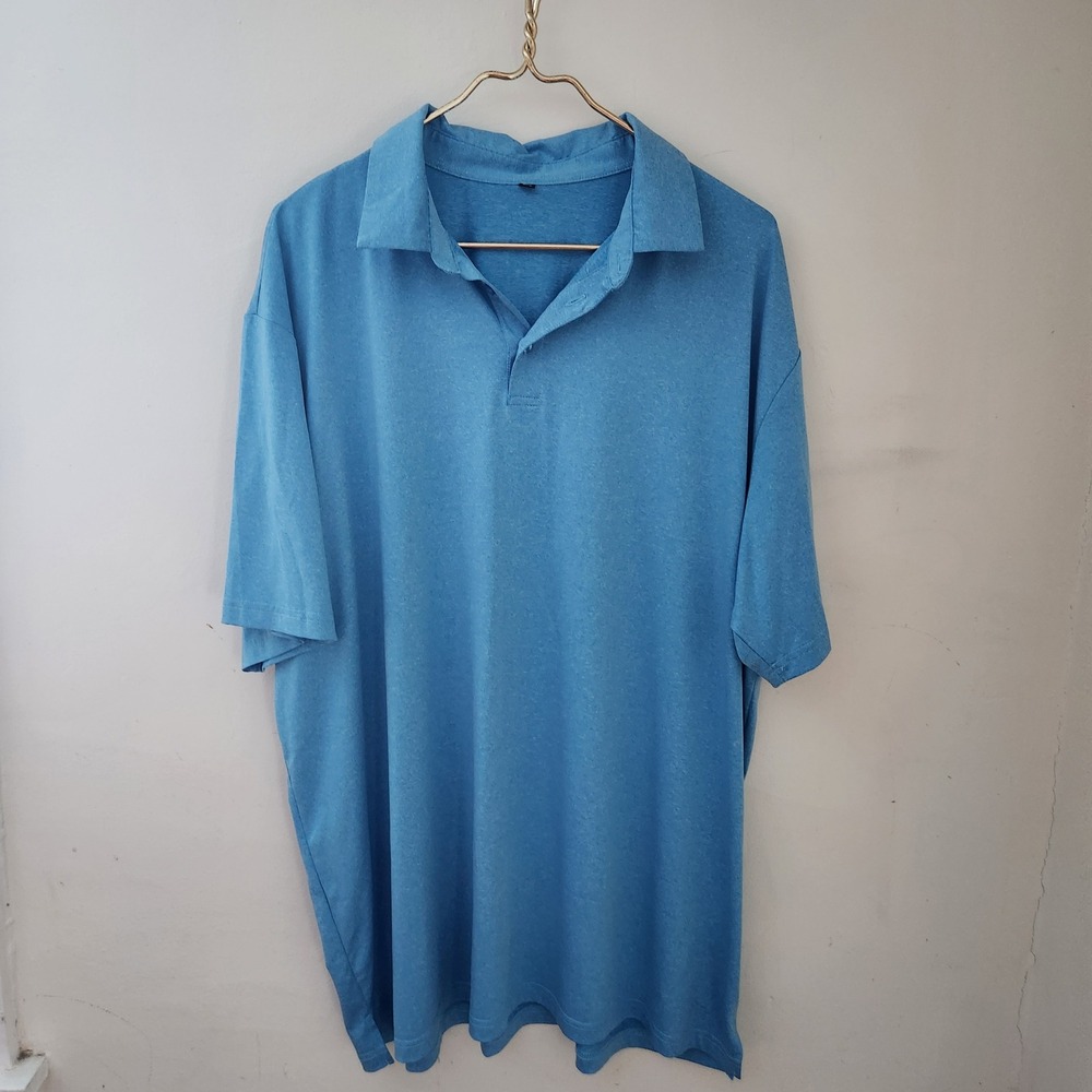 Mens Blue Heathered Polo Shirt Casual Short Sleeve Size 3XL - Picture 1 of 4